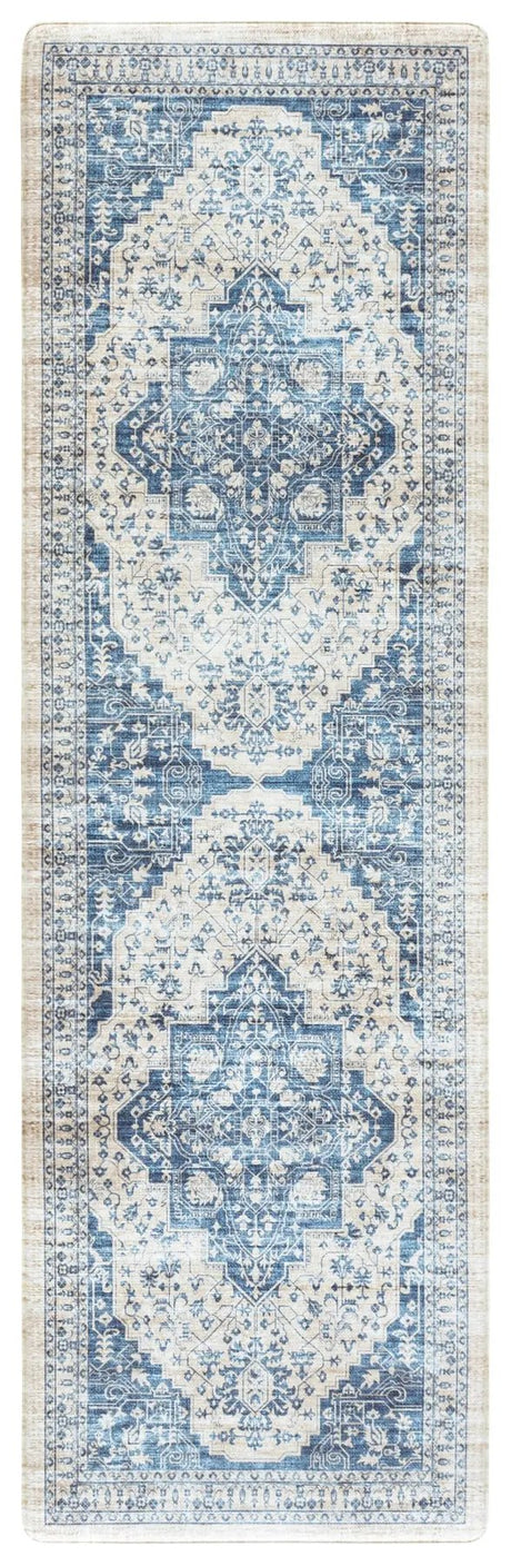 Safavieh Kitchen Mat 100 1'-6" x 5'-0" Rug in Beige / Blue