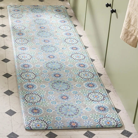 Safavieh Kitchen Mat 500 1'-6" x 5'-0" Rug in Ivory / Blue