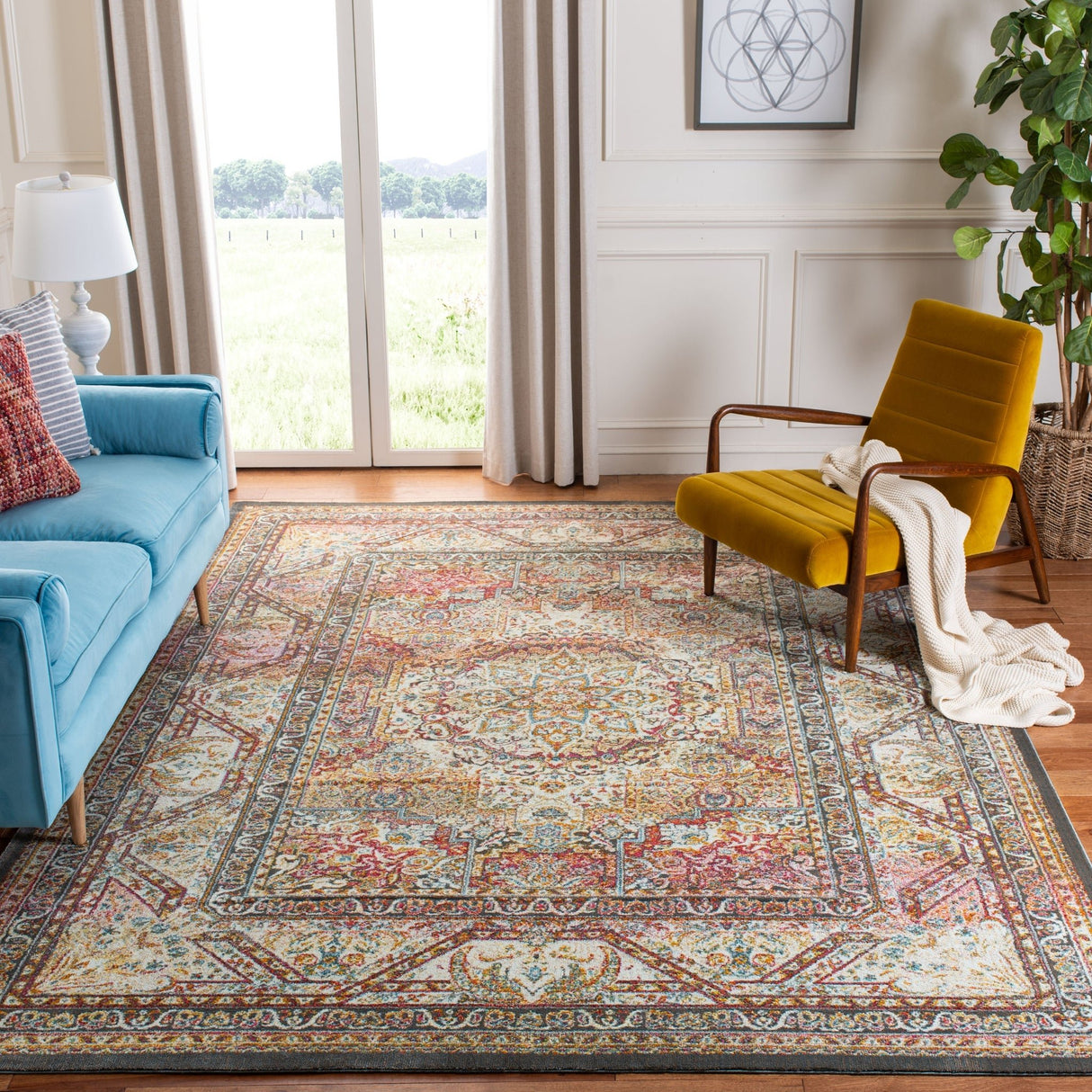Safavieh Luxor Lux322A Ivory/Fuchsia Rug - Safavieh - lux322a - 7r