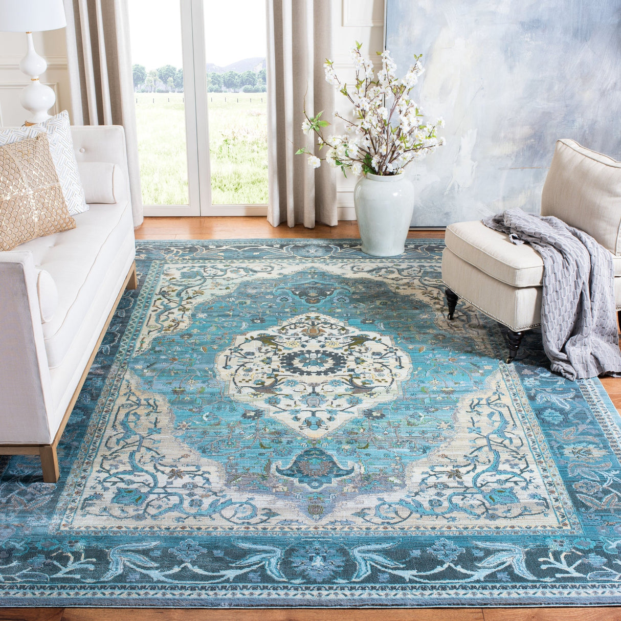 Safavieh Luxor Lux342K Turquoise/Beige Rug - Safavieh - lux342k - 7r