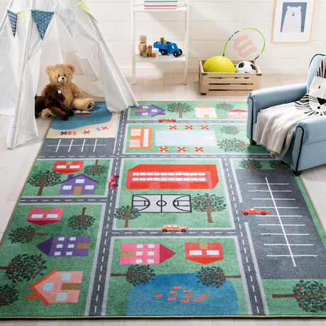 Safavieh Machine Washable Kids Playhouse Kph200Y Green/Charcoal Rug - Safavieh - kph200y - 3