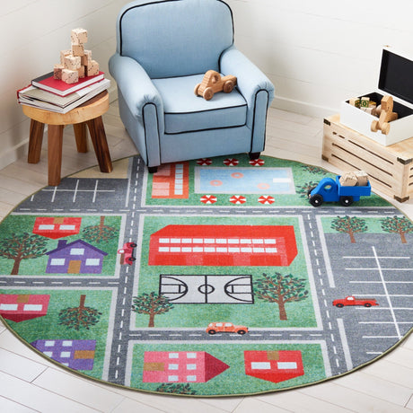 Safavieh Machine Washable Kids Playhouse Kph200Y Green/Charcoal Rug - Safavieh - kph200y - 5r