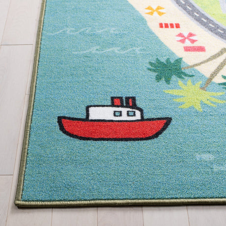Safavieh Machine Washable Kids Playhouse Kph202M Blue/Green Rug - Safavieh - kph202m - 5r