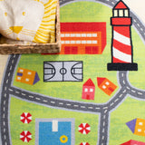 Safavieh Machine Washable Kids Playhouse Kph202M Blue/Green Rug - Safavieh - kph202m - 5r