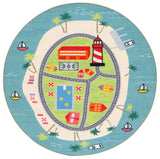 Safavieh Machine Washable Kids Playhouse Kph202M Blue/Green Rug - Safavieh - kph202m - 5r