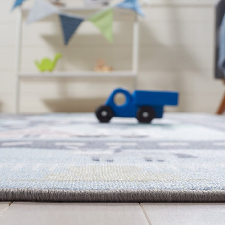 Safavieh Machine Washable Kids Playhouse Kph232M Blue/Dark Grey Rug - Safavieh - kph232m - 5r