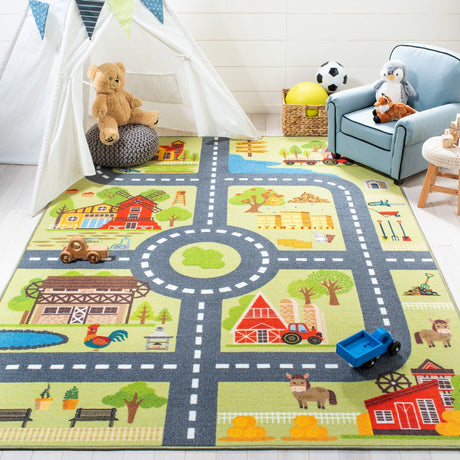 Safavieh Machine Washable Kids Playhouse Kph232Y Light Green/Dark Grey Rug - Safavieh - kph232y - 3
