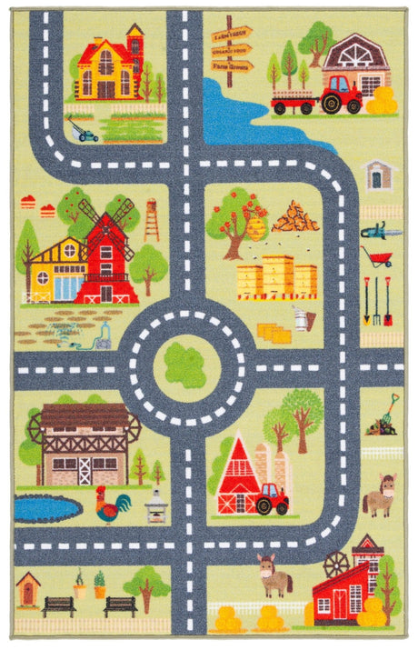 Safavieh Machine Washable Kids Playhouse Kph232Y Light Green/Dark Grey Rug - Safavieh - kph232y - 5r