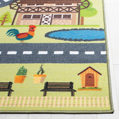 Safavieh Machine Washable Kids Playhouse Kph232Y Light Green/Dark Grey Rug - Safavieh - kph232y - 5r