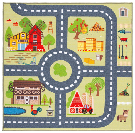 Safavieh Machine Washable Kids Playhouse Kph232Y Light Green/Dark Grey Rug - Safavieh - kph232y - 5sq
