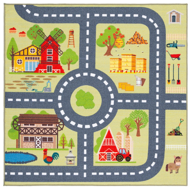 Safavieh Machine Washable Kids Playhouse Kph232Y Light Green/Dark Grey Rug - Safavieh - kph232y - 5sq