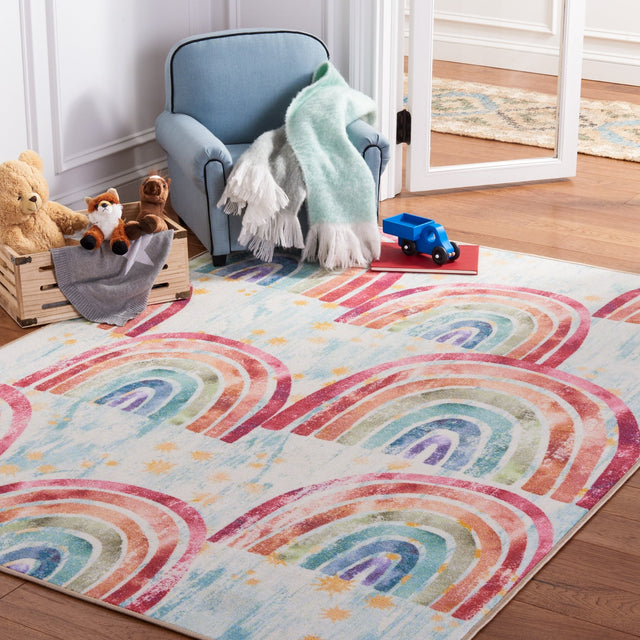 Safavieh Machine Washable Kids Playhouse Kph252M Blue/Ivory Rug - Safavieh - kph252m - 3