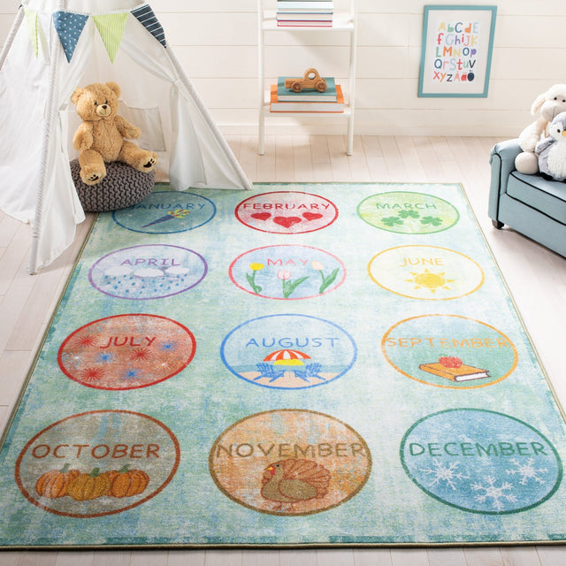 Safavieh Machine Washable Kids Playhouse Kph256Y Green/Blue Rug - Safavieh - kph256y - 3