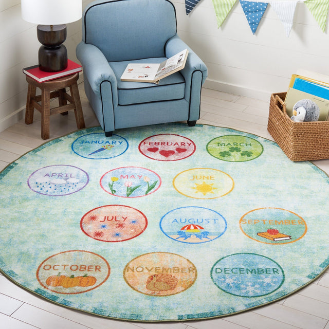 Safavieh Machine Washable Kids Playhouse Kph256Y Green/Blue Rug - Safavieh - kph256y - 5r
