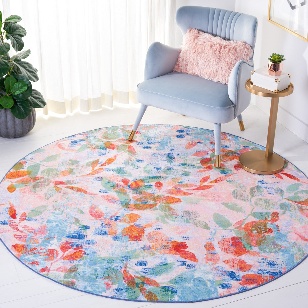 Safavieh Machine Washable Paint Brush Ptb158U Blush Pink/Green Rug - Safavieh - ptb158u - 28