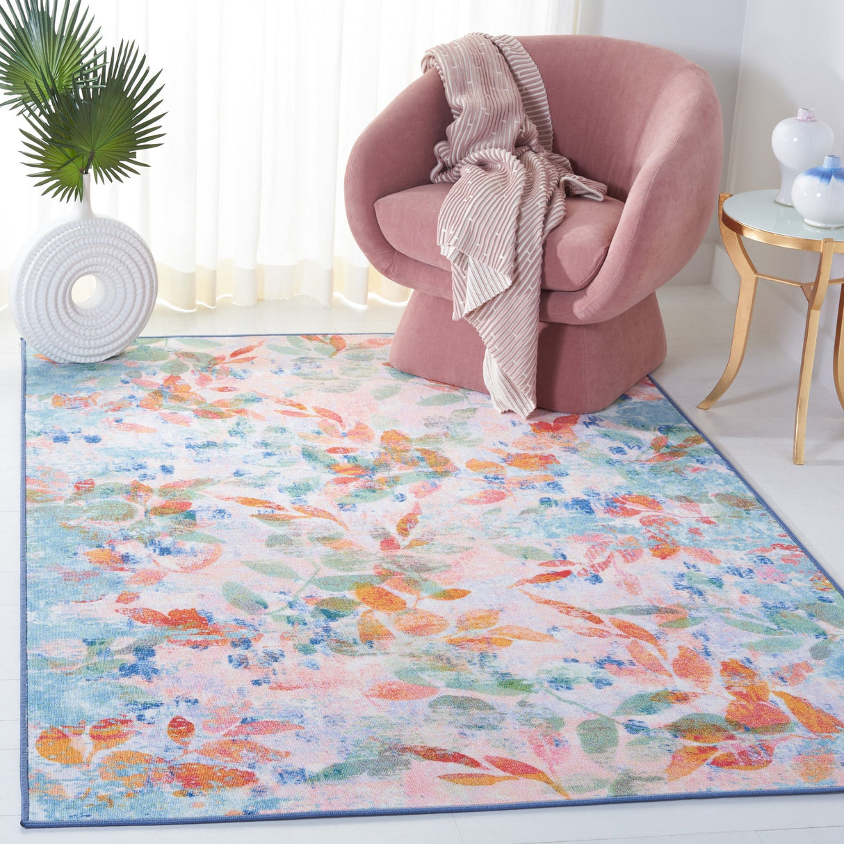 Safavieh Machine Washable Paint Brush Ptb158U Blush Pink/Green Rug - Safavieh - ptb158u - 3