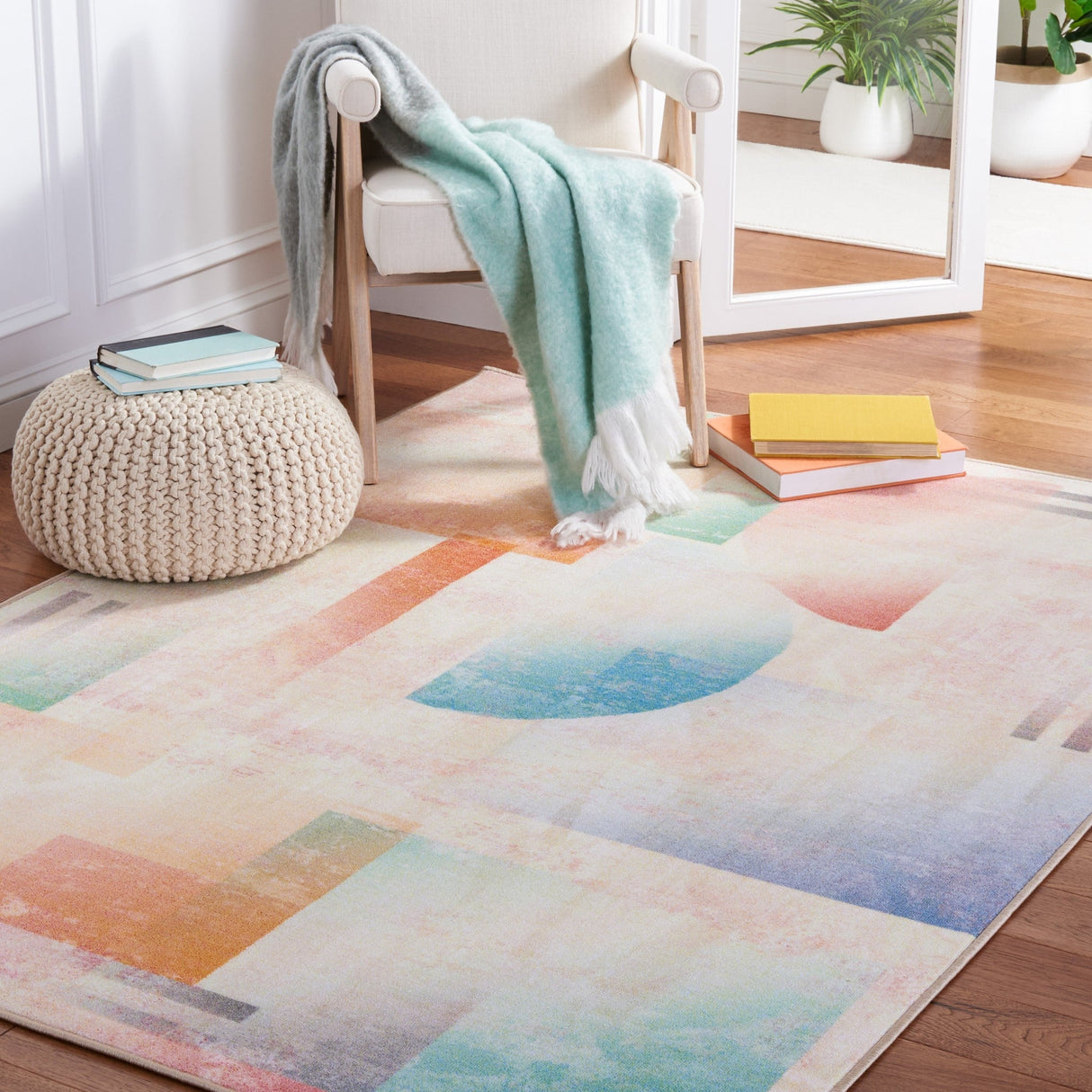 Safavieh Machine Washable Paint Brush Ptb189U Pink/Blue Rug - Safavieh - ptb189u - 5