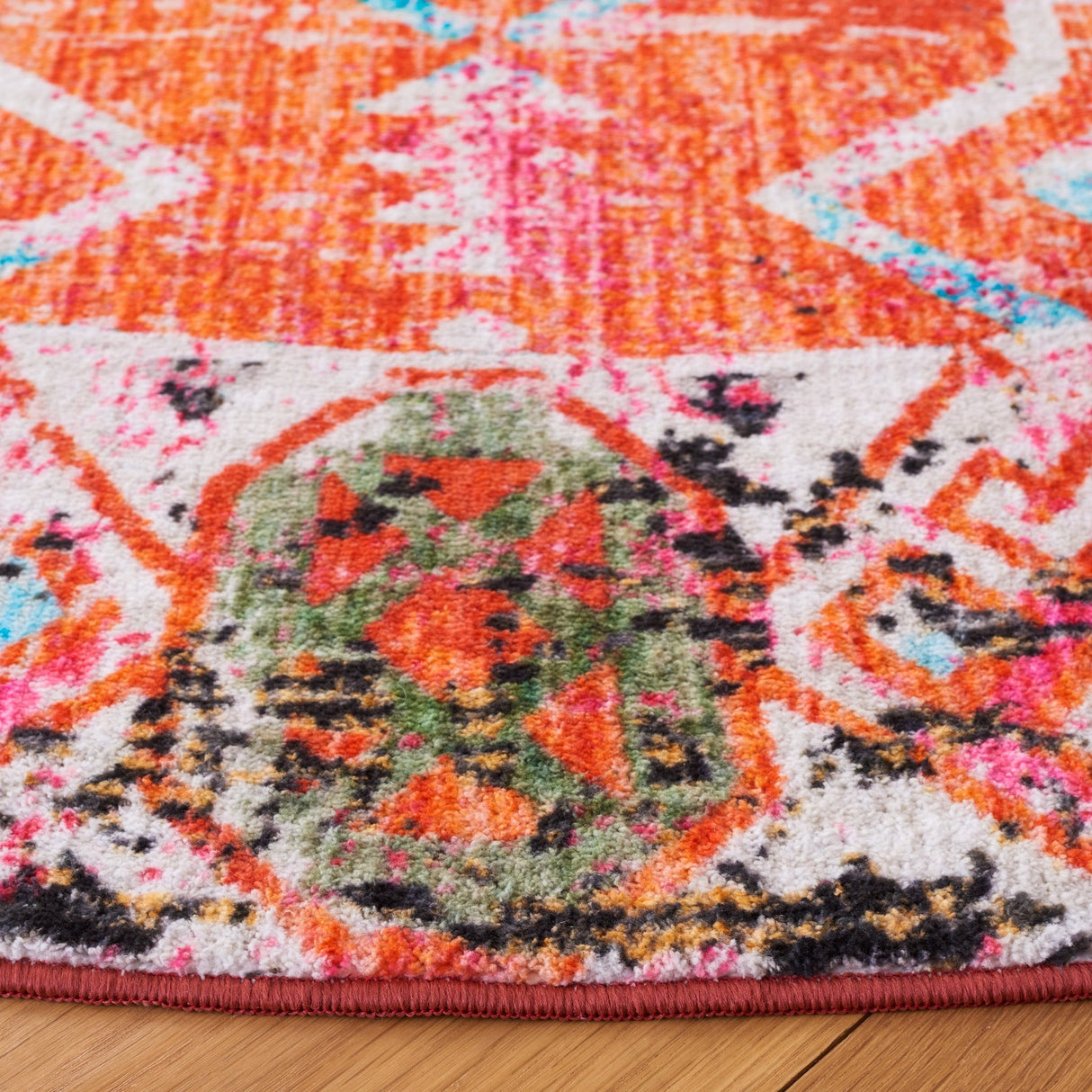 Safavieh Machine Washable Riviera Riv117P Orange/Light Blue Rug - Safavieh - riv117p - 4