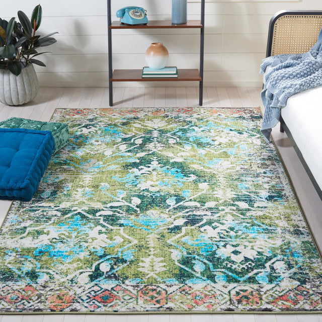 Safavieh Machine Washable Riviera Riv117Y Green/Light Blue Rug - Safavieh - riv117y - 4