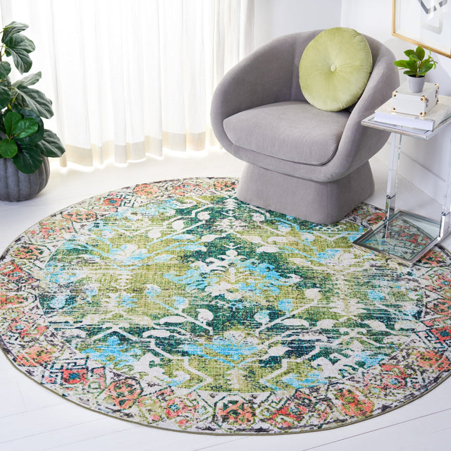Safavieh Machine Washable Riviera Riv117Y Green/Light Blue Rug - Safavieh - riv117y - 7r