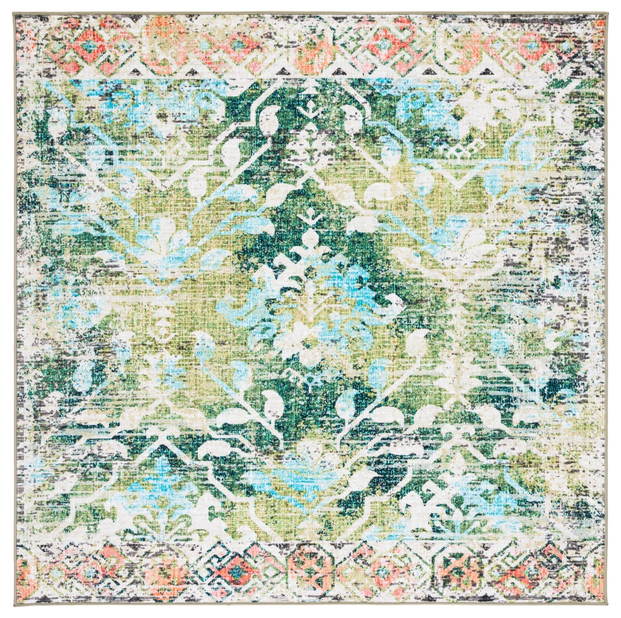 Safavieh Machine Washable Riviera Riv117Y Green/Light Blue Rug - Safavieh - riv117y - 7sq