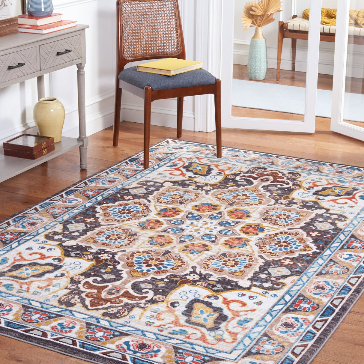 Safavieh Machine Washable Riviera Riv155B Beige/Charcoal Rug - Safavieh - riv155b - 4