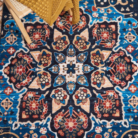 Safavieh Machine Washable Riviera Riv155M Blue/Black Rug - Safavieh - riv155m - 7r