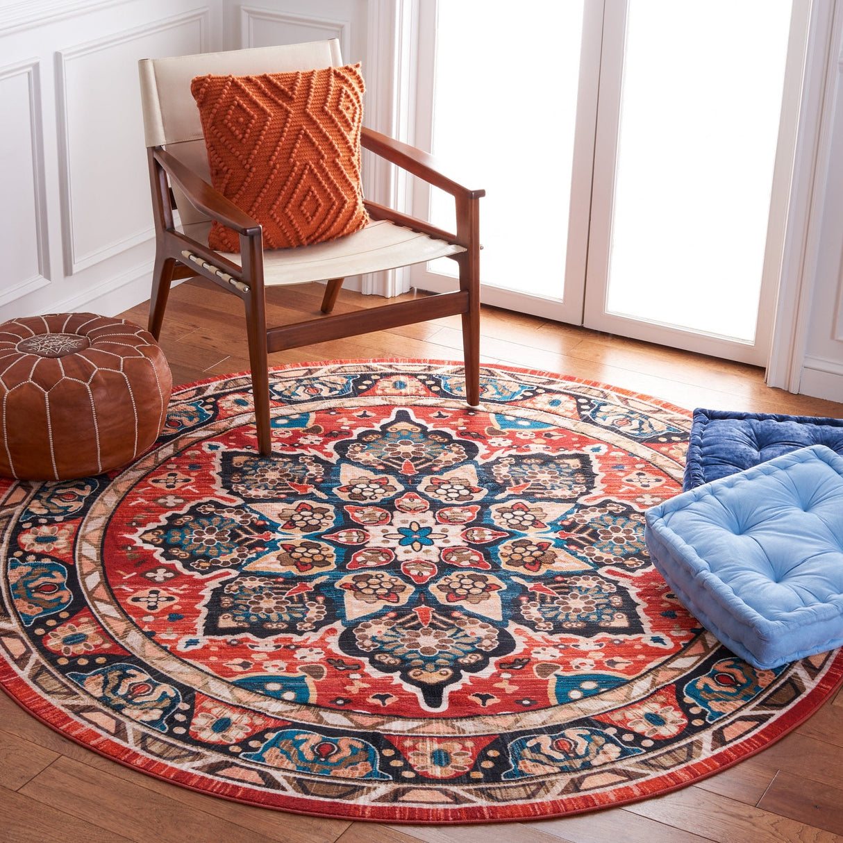 Safavieh Machine Washable Riviera Riv155Z Black/Red Rug - Safavieh - riv155z - 7r