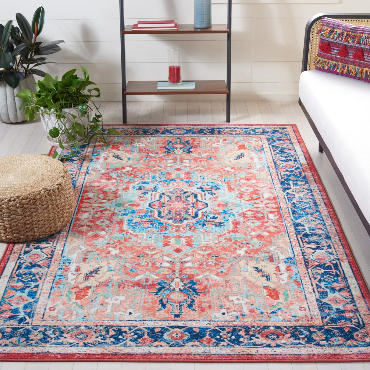 Safavieh Machine Washable Riviera Riv182N Navy/Red Rug - Safavieh - riv182n - 4
