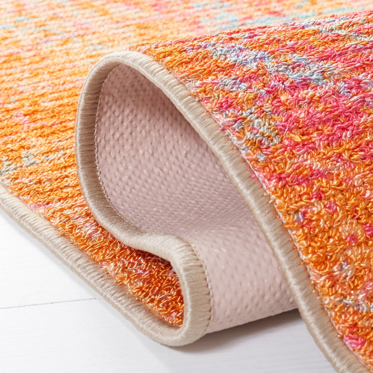 Safavieh Machine Washable Sequoia Seq152P Orange/Light Blue Rug - Safavieh - seq152p - 7r
