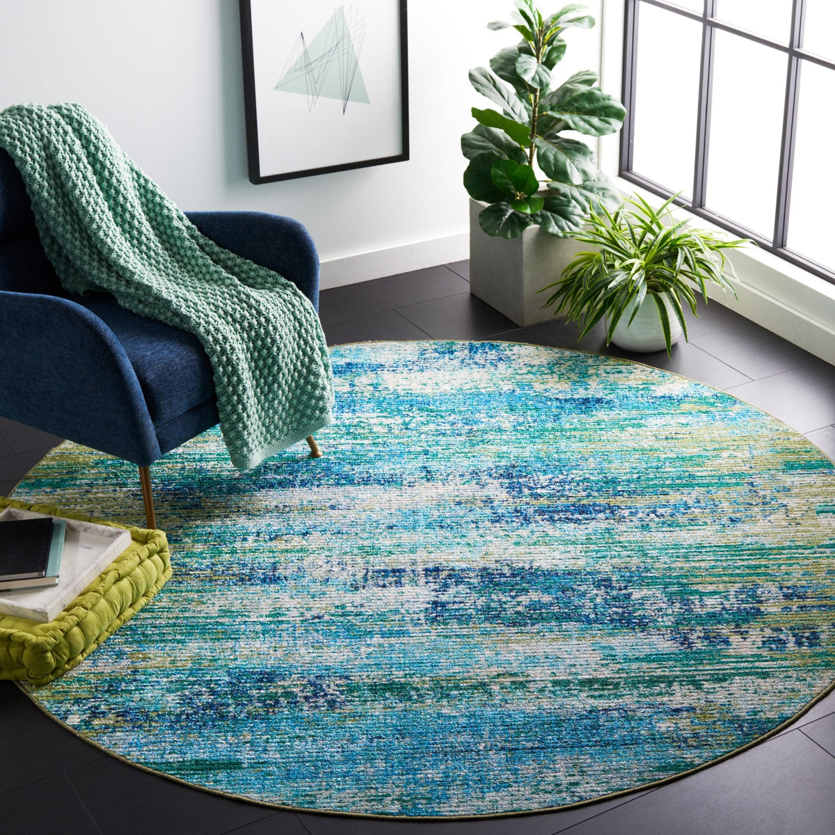 Safavieh Machine Washable Sequoia Seq156M Blue/Green Rug - Safavieh - seq156m - 7r