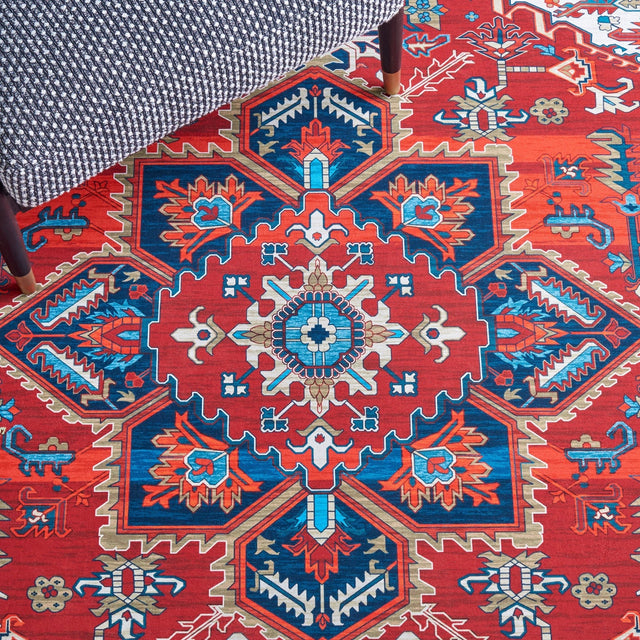 Safavieh Machine Washable Tucson Tsn101Q Red/Blue Rug - Safavieh - tsn101q - 4r