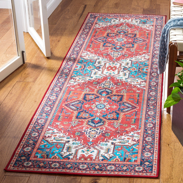 Safavieh Machine Washable Tucson Tsn101Q Red/Blue Rug - Safavieh - tsn101q - 4r