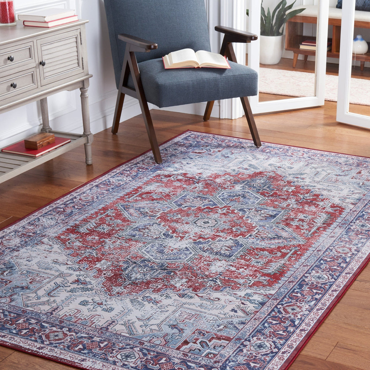 Safavieh Machine Washable Tucson Tsn101S Red/Navy Rug - Safavieh - tsn101s - 3