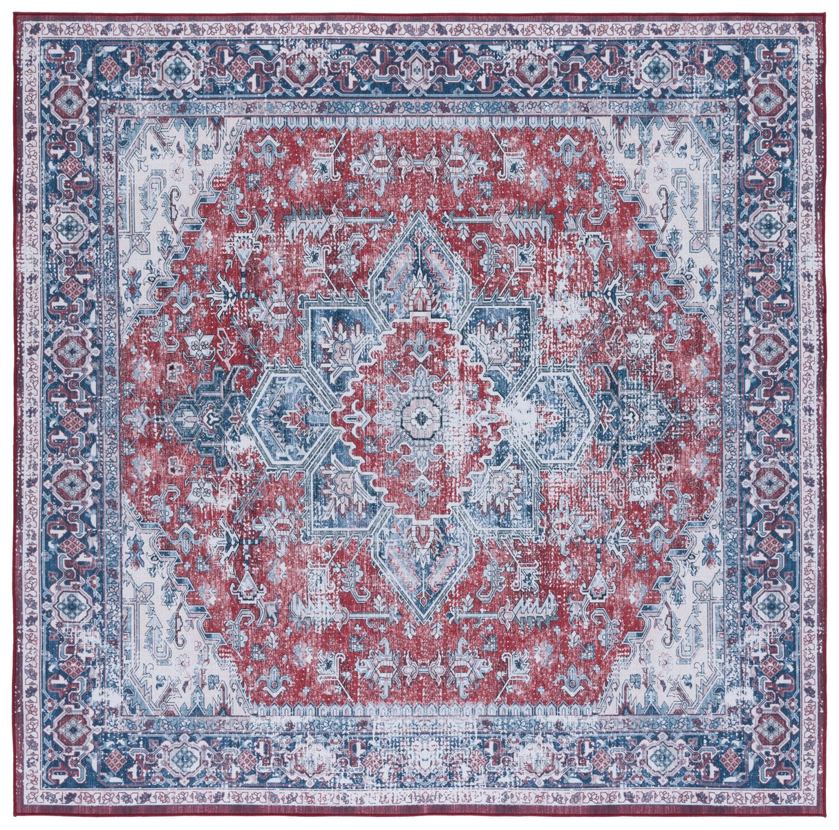 Safavieh Machine Washable Tucson Tsn101S Red/Navy Rug - Safavieh - tsn101s - 6sq