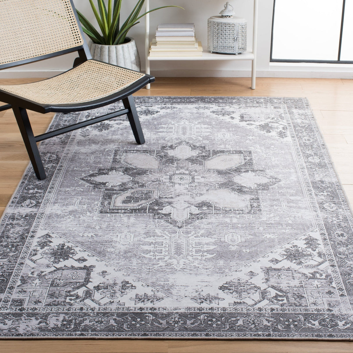 Safavieh Machine Washable Tucson Tsn102F Grey/Ivory Rug - Safavieh - tsn102f - 3