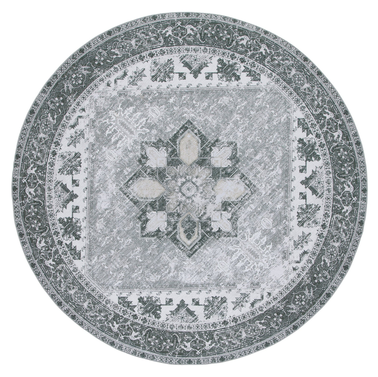 Safavieh Machine Washable Tucson Tsn102F Grey/Ivory Rug - Safavieh - tsn102f - 4r