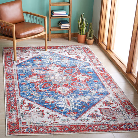Safavieh Machine Washable Tucson Tsn102M Blue/Red Rug - Safavieh - tsn102m - 3