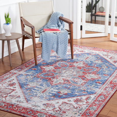 Safavieh Machine Washable Tucson Tsn102M Blue/Red Rug - Safavieh - tsn102m - 4r