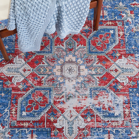 Safavieh Machine Washable Tucson Tsn102M Blue/Red Rug - Safavieh - tsn102m - 4r