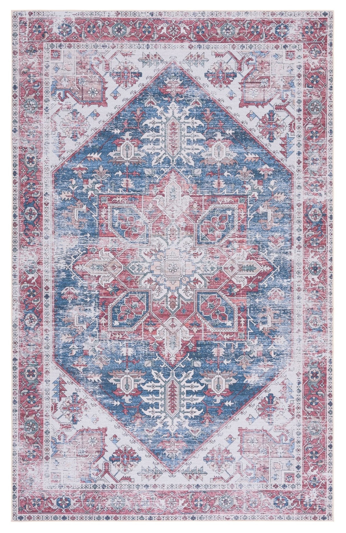 Safavieh Machine Washable Tucson Tsn102N Navy/Red Rug - Safavieh - tsn102n - 3
