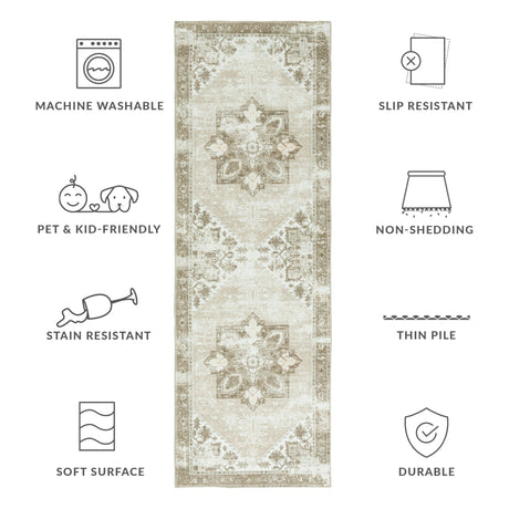 Safavieh Machine Washable Tucson Tsn102W Sage/Ivory Rug - Safavieh - tsn102w - 4sq