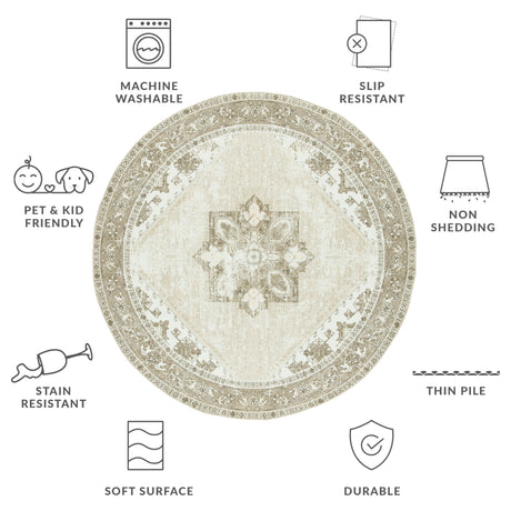 Safavieh Machine Washable Tucson Tsn102W Sage/Ivory Rug - Safavieh - tsn102w - 4sq