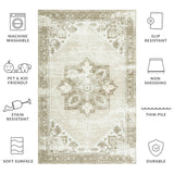 Safavieh Machine Washable Tucson Tsn102W Sage/Ivory Rug - Safavieh - tsn102w - 4sq