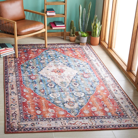 Safavieh Machine Washable Tucson Tsn104B Beige/Blue Rug - Safavieh - tsn104b - 3