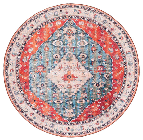 Safavieh Machine Washable Tucson Tsn104B Beige/Blue Rug - Safavieh - tsn104b - 5r