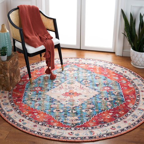 Safavieh Machine Washable Tucson Tsn104B Beige/Blue Rug - Safavieh - tsn104b - 5r