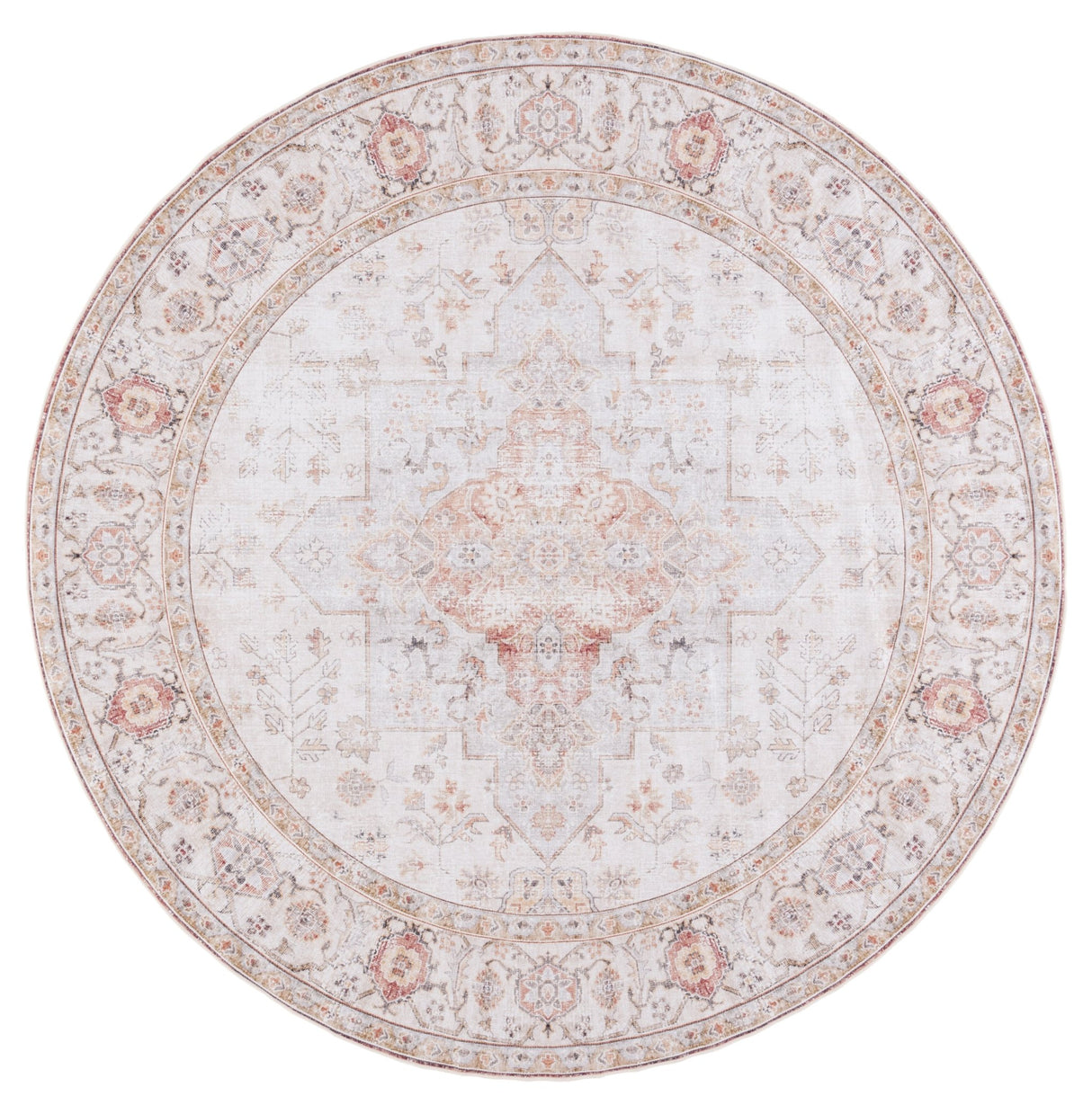 Safavieh Machine Washable Tucson Tsn105F Light Grey/Rust Rug - Safavieh - tsn105f - 4r