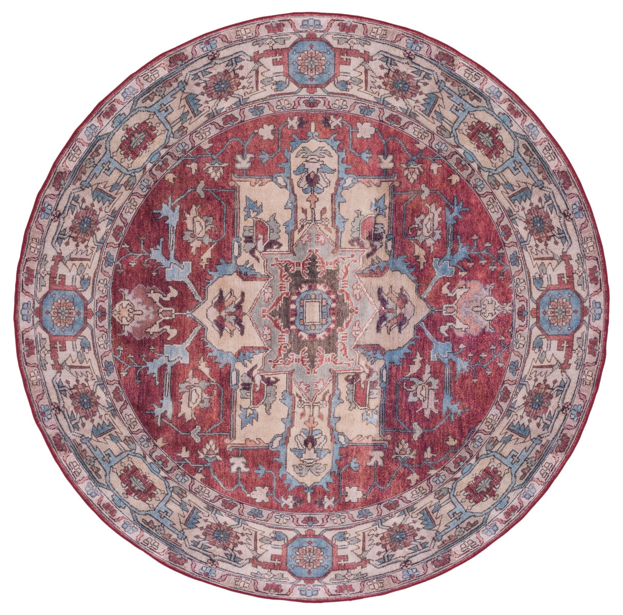 Safavieh Machine Washable Tucson Tsn106Q Red/Beige Rug - Safavieh - tsn106q - 4r