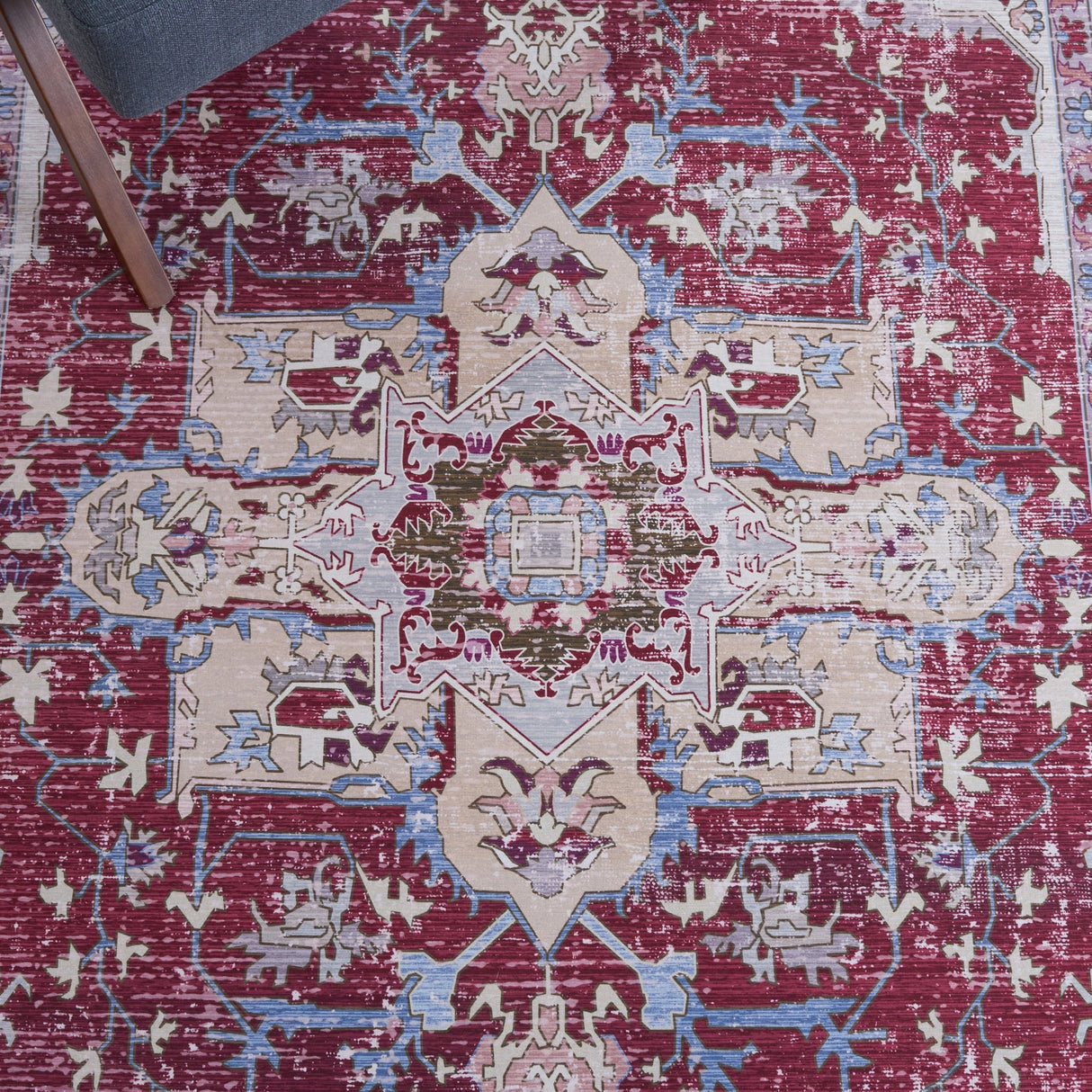 Safavieh Machine Washable Tucson Tsn106S Burgundy/Beige Rug - Safavieh - tsn106s - 6r
